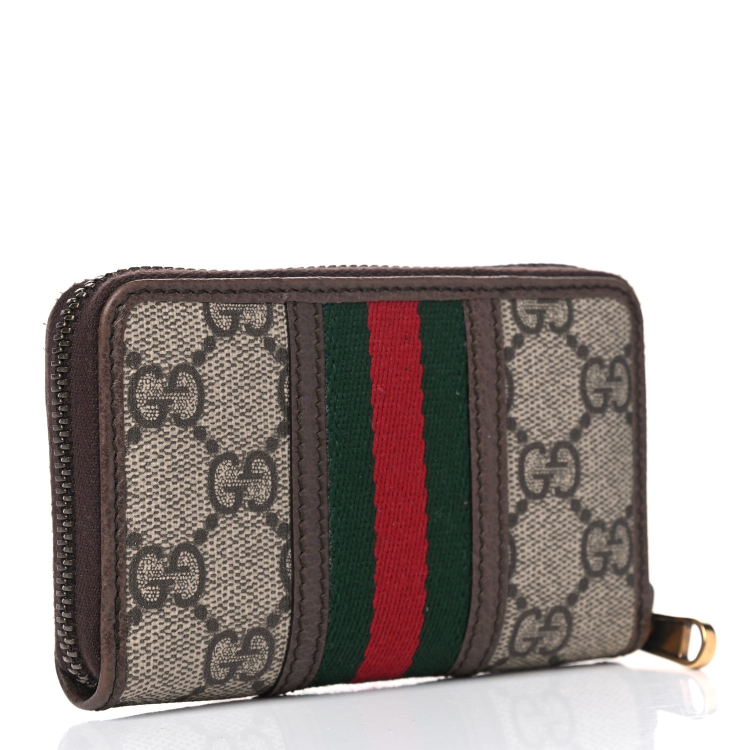 Gucci GG Supreme Web Ophidia Zip Around Card Case Brown 2 of 8