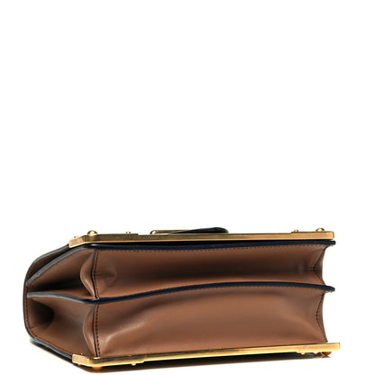 Prada City Calfskin Saffiano Cahier Bag Caramel Black 4 of 9