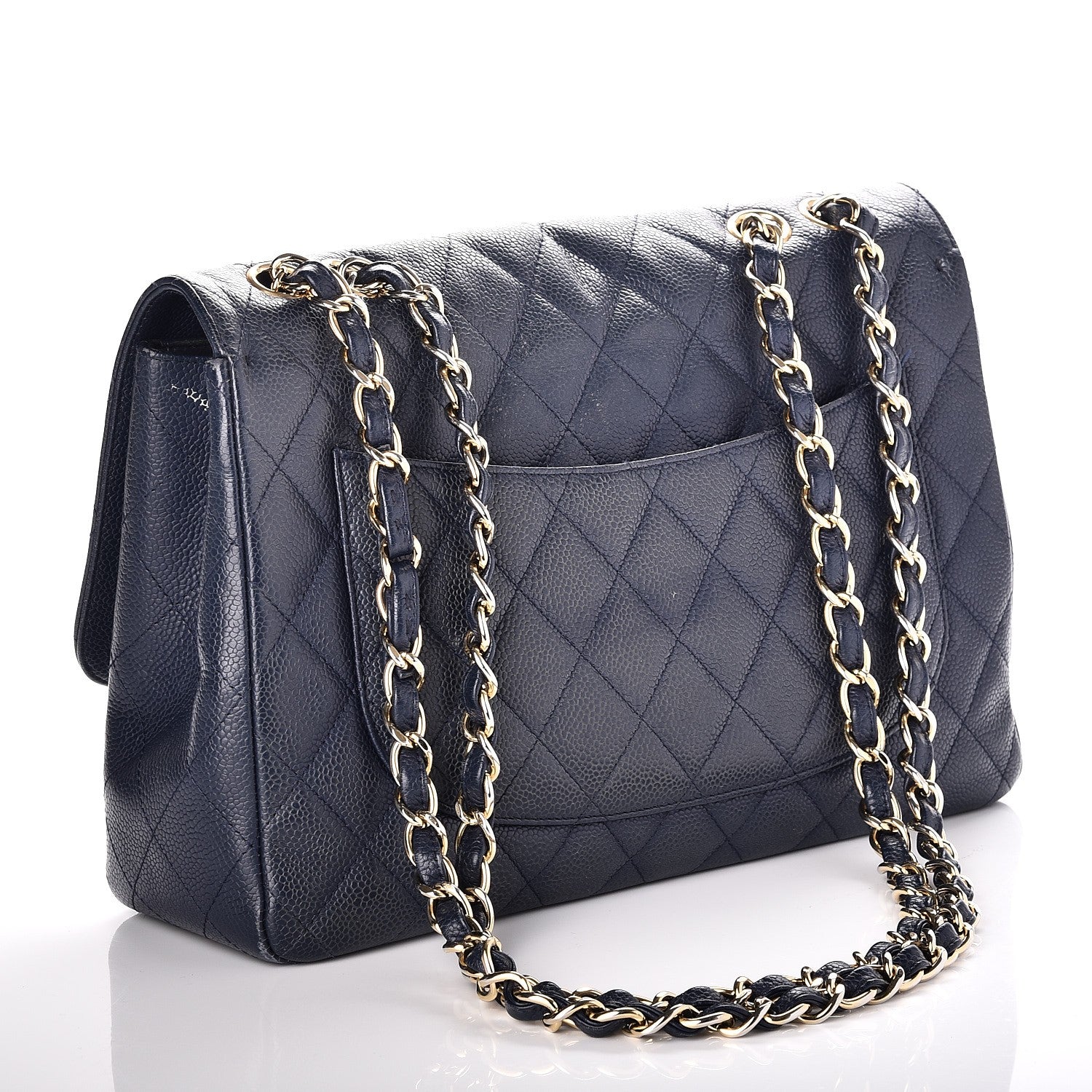 Chanel Caviar Jumbo Single Flap Blue 4 of 14