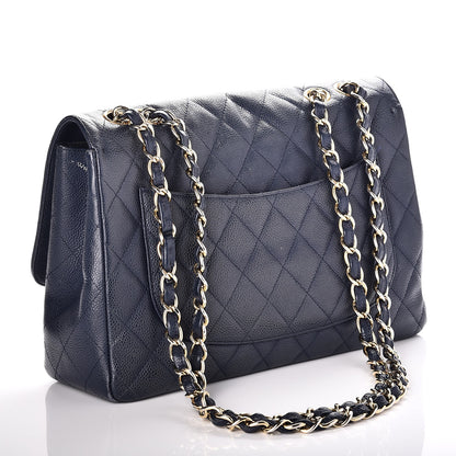 Chanel Caviar Jumbo Single Flap Blue 4 of 14