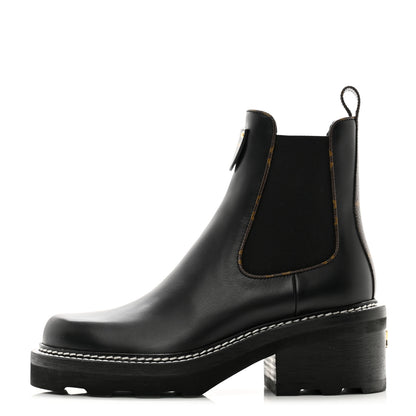 Louis Vuitton Calfskin Monogram Beaubourg Ankle Boots 37 Black 1 of 11