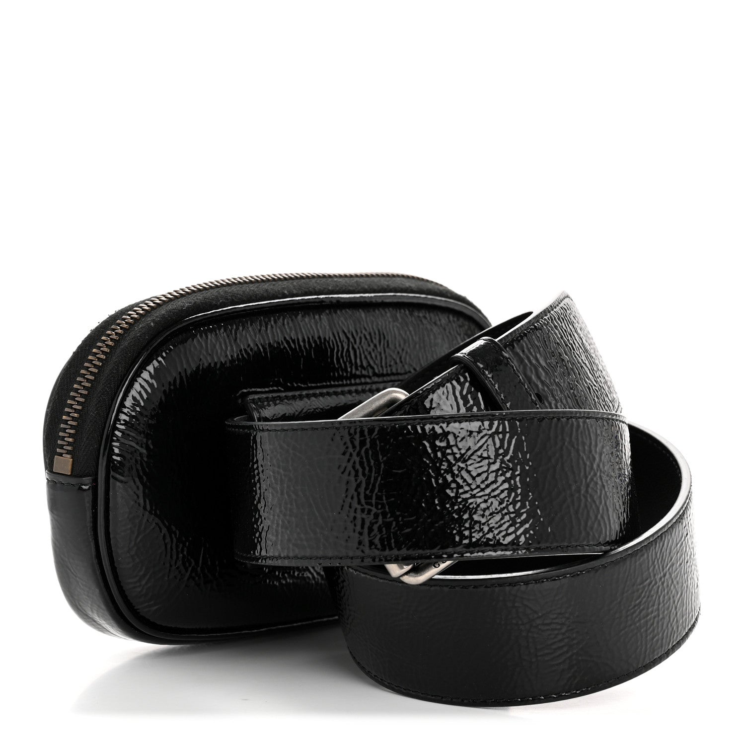 Gucci Patent Rubber Game Patch Logo Belt Bag 95 38 Black 3 of 14