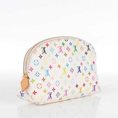 Louis Vuitton Monogram Multicolor Cosmetic Pouch White Litchi 3 of 13