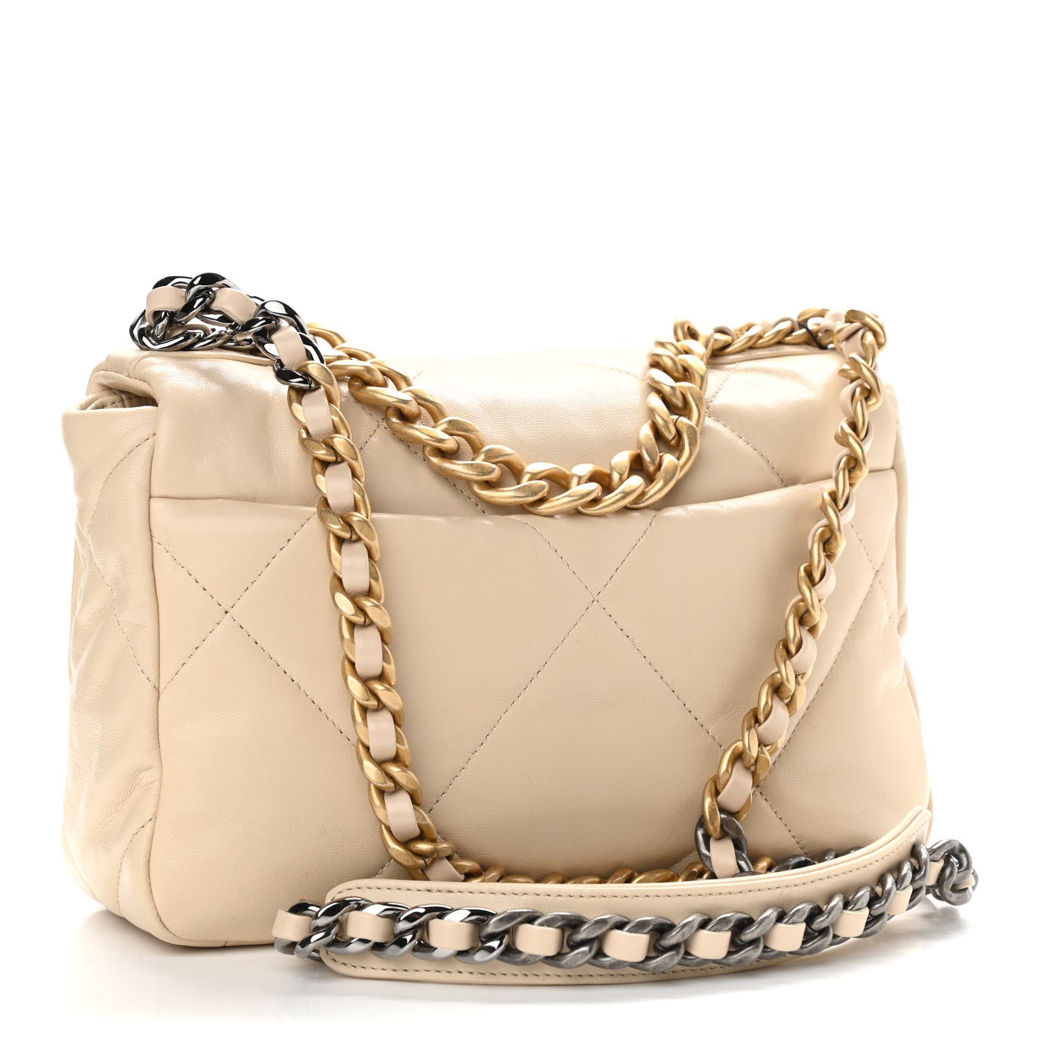 Chanel Goatskin Quilted Medium Chanel 19 Flap Beige 3 of 11