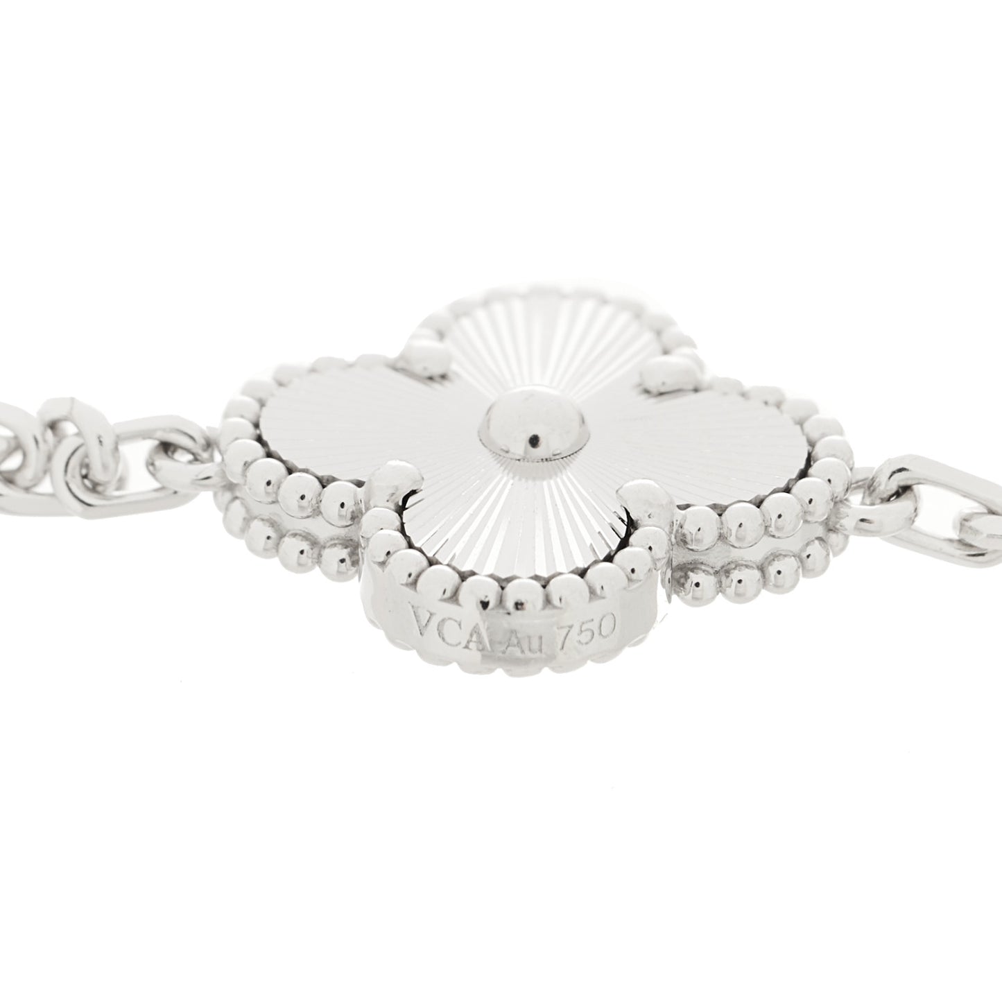 18K White Gold 5 Motifs Guilloche Vintage Alhambra Bracelet