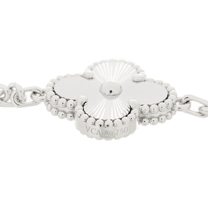 Van Cleef & Arpels 18K White Gold 5 Motifs Guilloche Vintage Alhambra Bracelet 5 of 6
