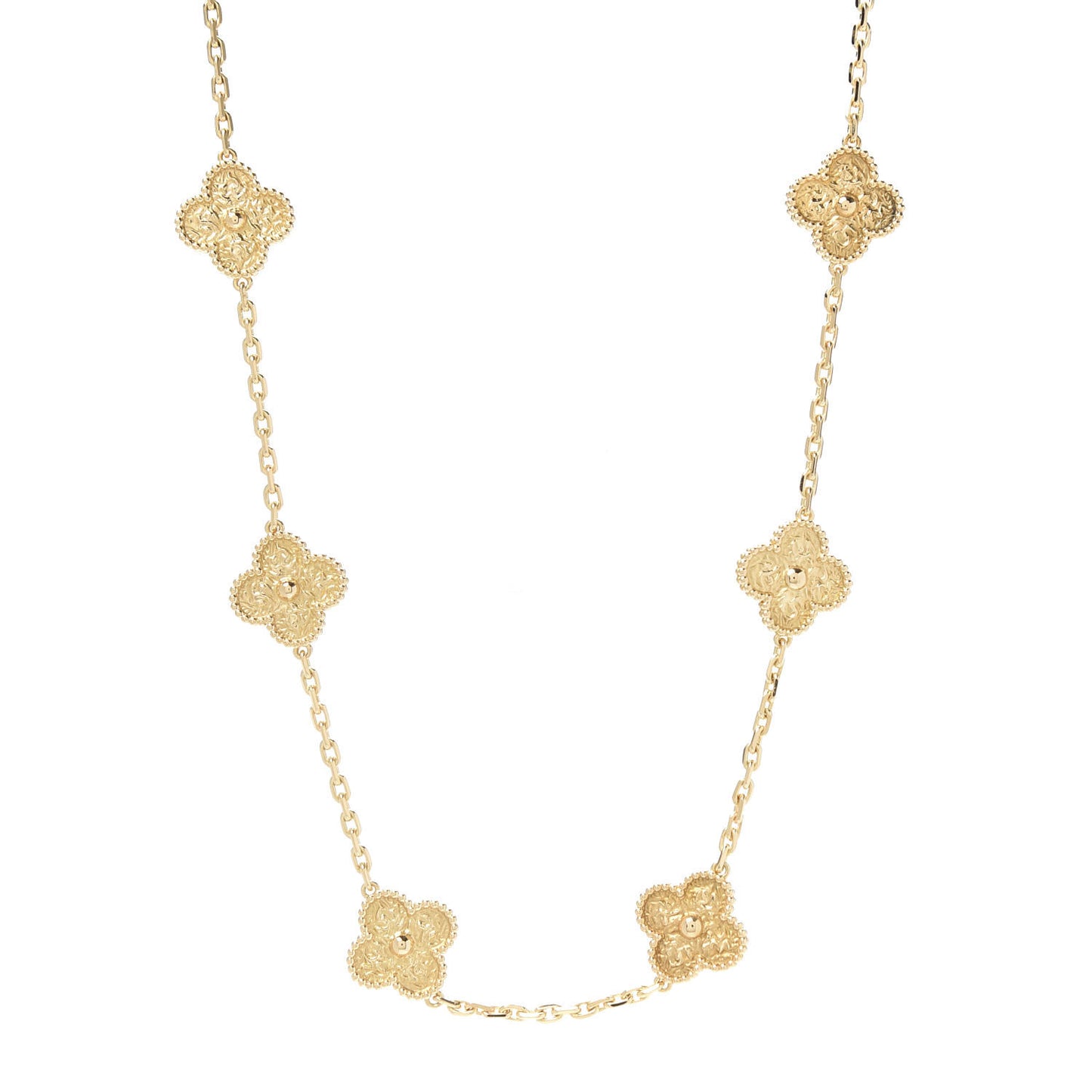 18K Yellow Gold 10 Motifs Vintage Alhambra Necklace