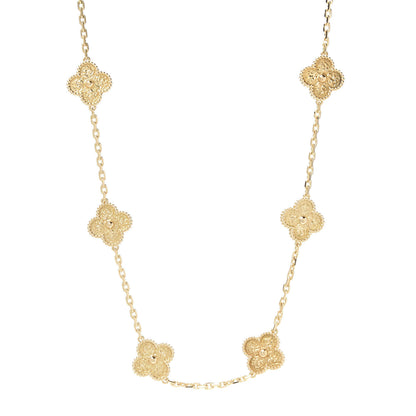 Van Cleef & Arpels 18K Yellow Gold 10 Motifs Vintage Alhambra Necklace 1 of 6