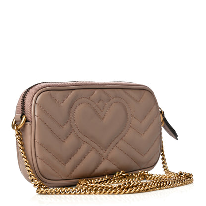Gucci Calfskin Matelasse Mini GG Marmont Chain Crossbody Bag Porcelain Rose 3 of 12