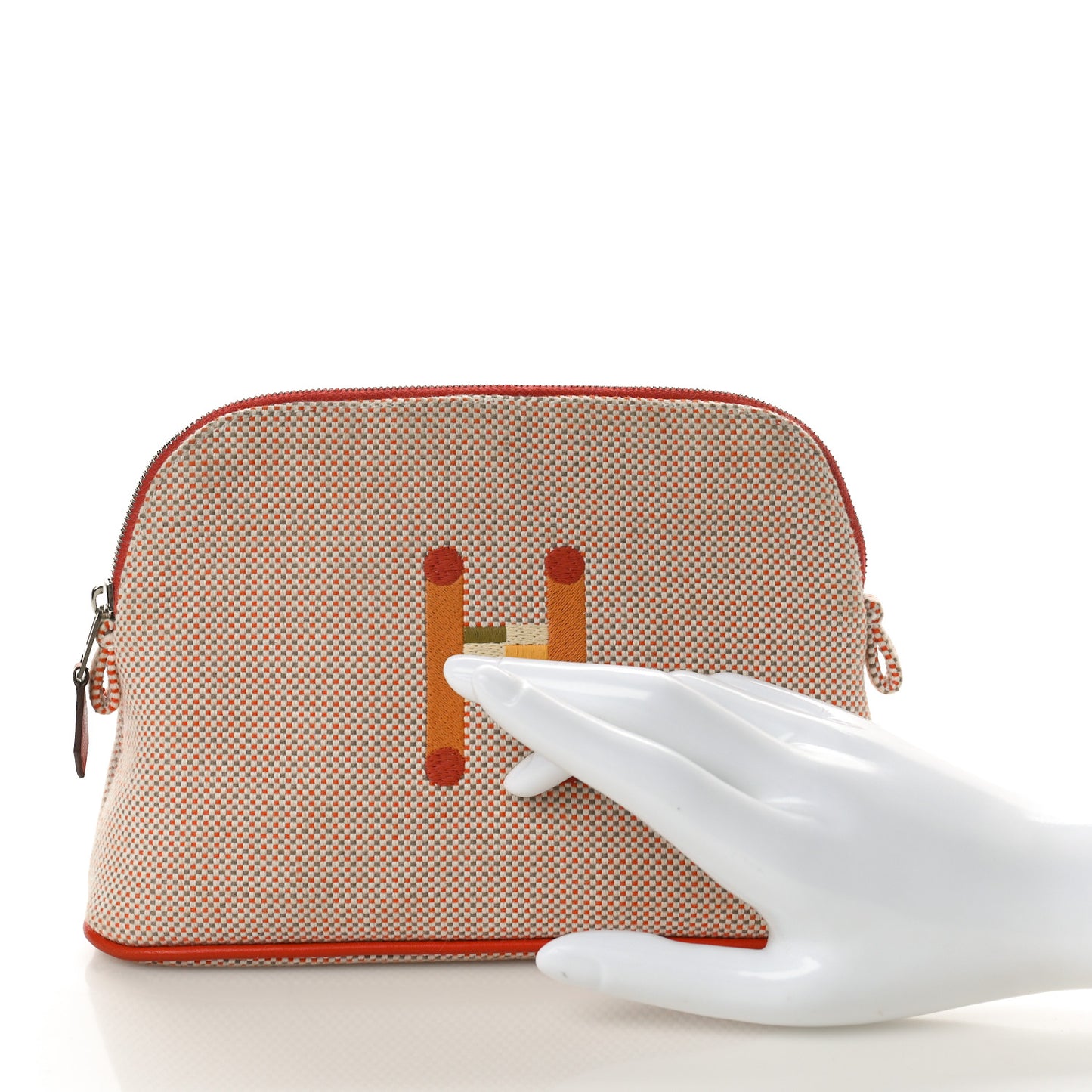Cotton Canvas Crazy H Mini Bolide Case Orange Ficelle