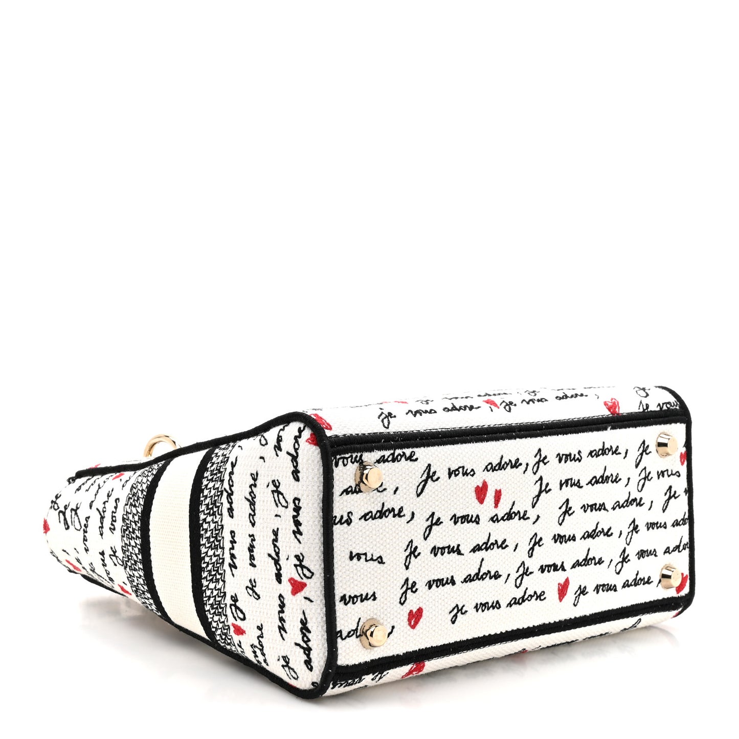 Canvas Embroidered Dioramour Je Vous Adore Medium Lady D-Lite White Black Red