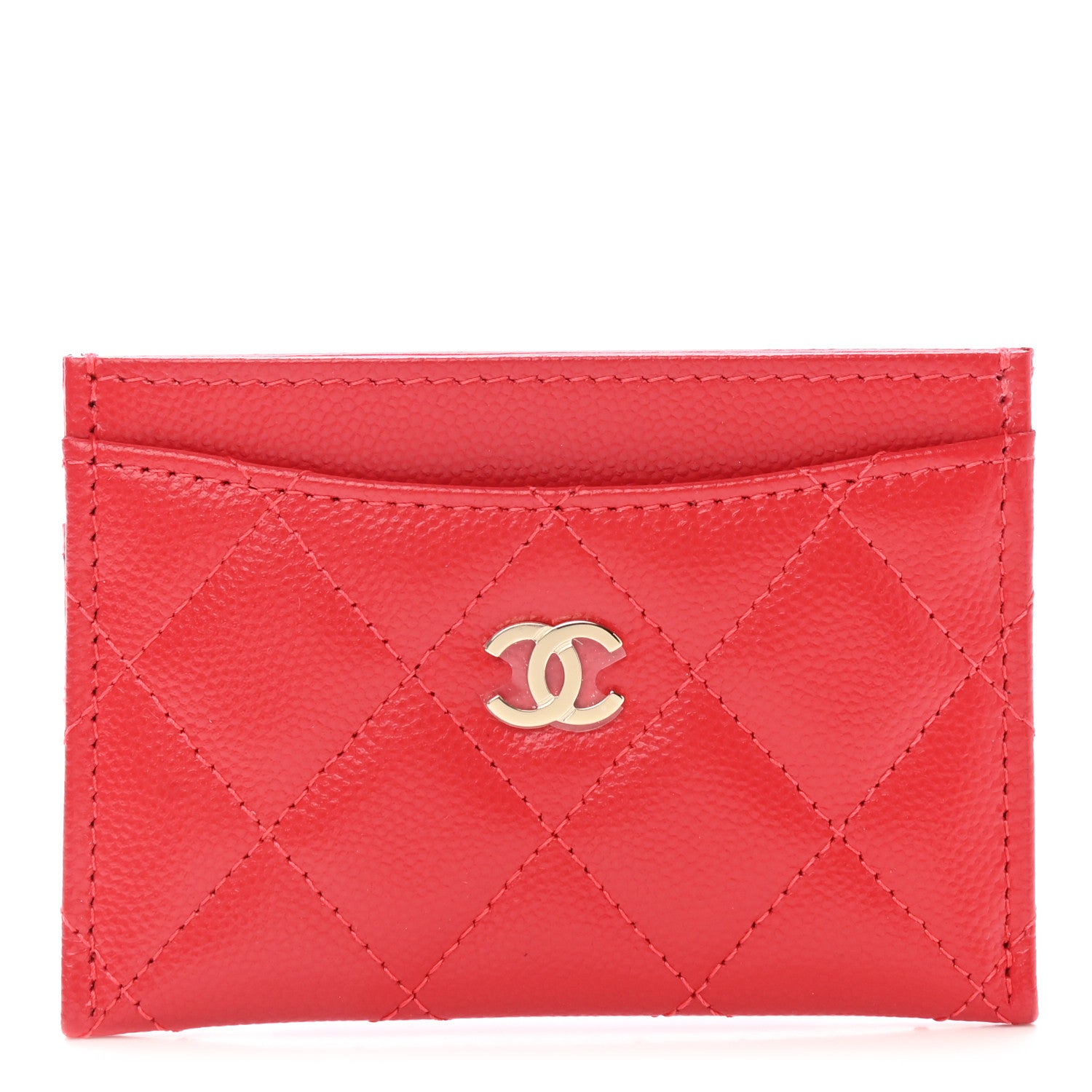 Chanel Caviar Quilted Card Holder Red 1 of 8