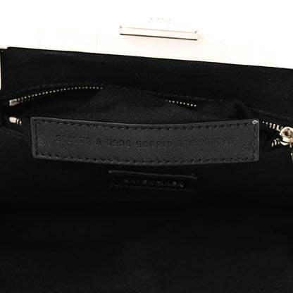 Balenciaga Shiny Supple Calfskin Logo Crocodile Embossed Cloud Clutch XS White 7 of 11