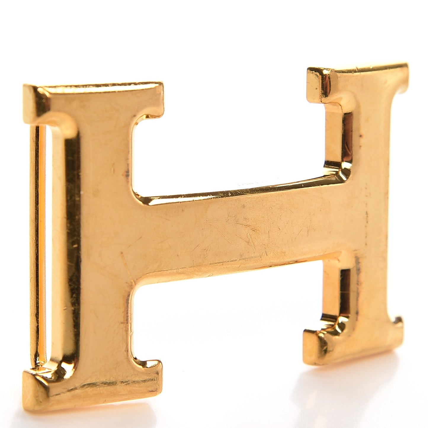Polished 32mm H Belt Buckle Gold