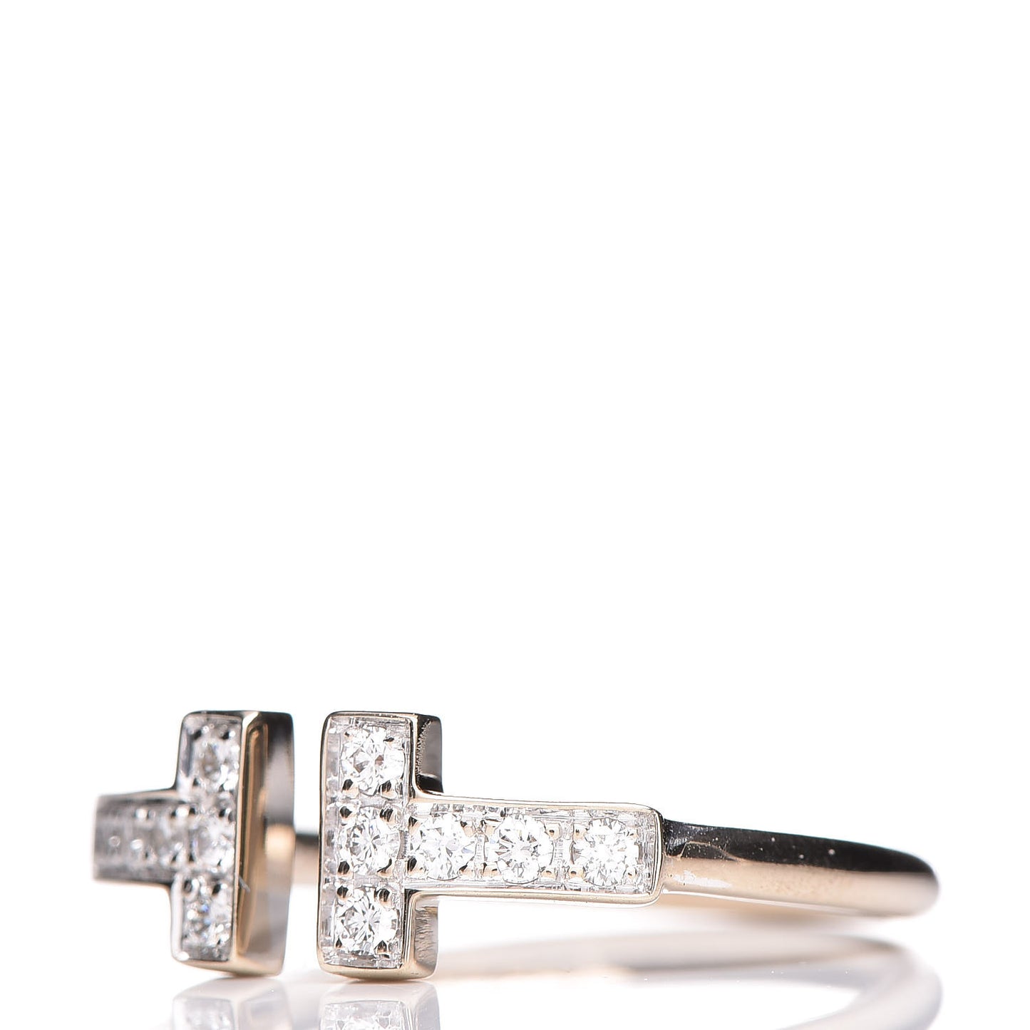 18K White Gold Diamond T Wire Ring 49 4.75