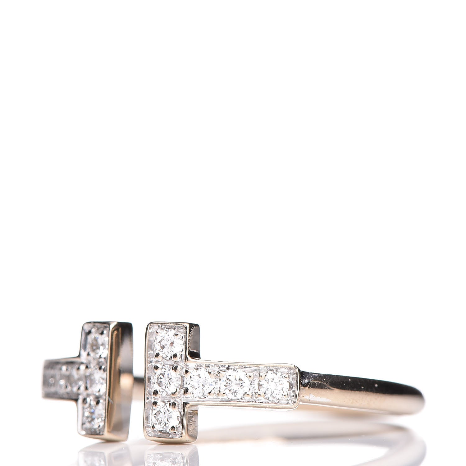 Tiffany 18K White Gold Diamond T Wire Ring 49 4.75 3 of 5