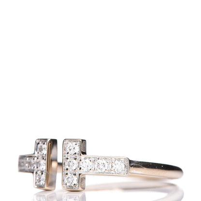 Tiffany 18K White Gold Diamond T Wire Ring 49 4.75 3 of 5