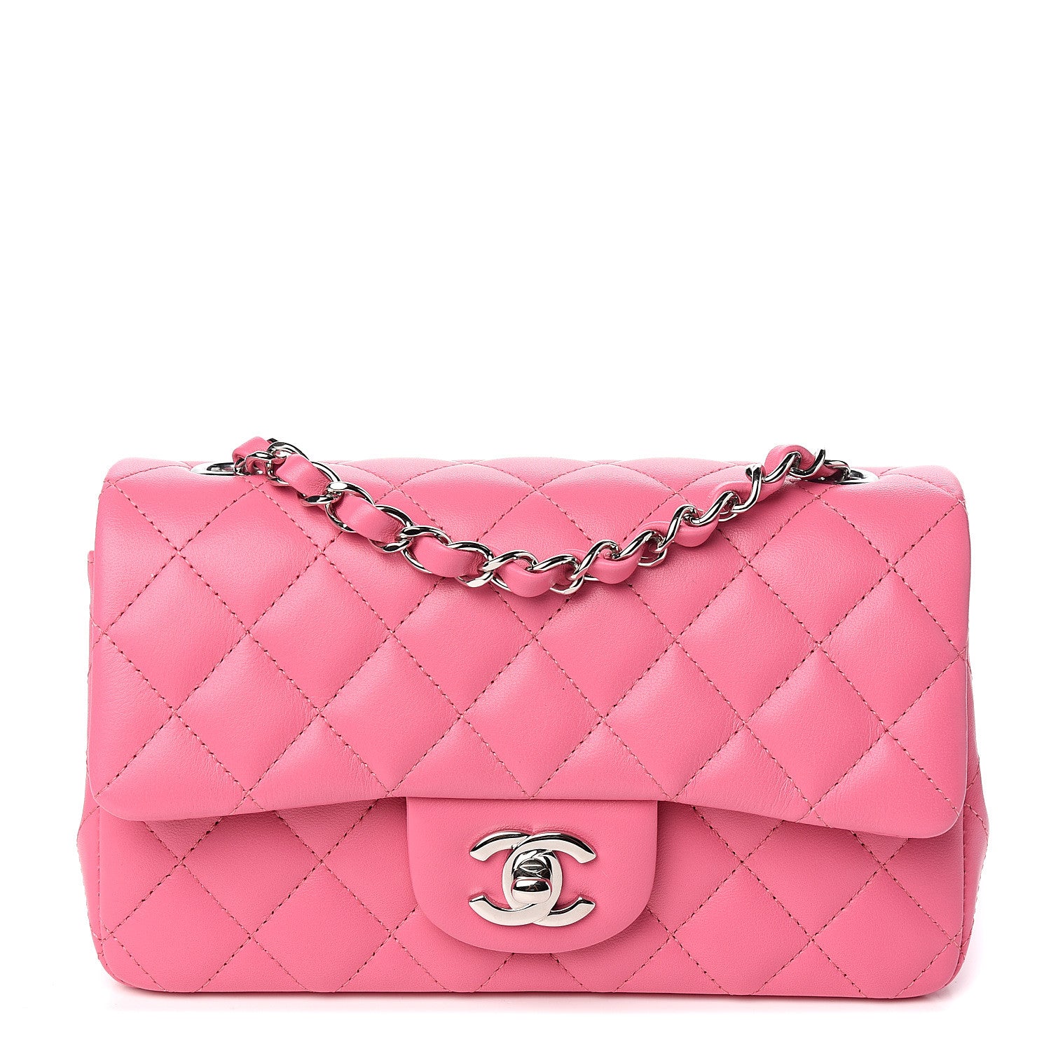 Chanel Lambskin Quilted Mini Rectangular Flap Pink 1 of 10