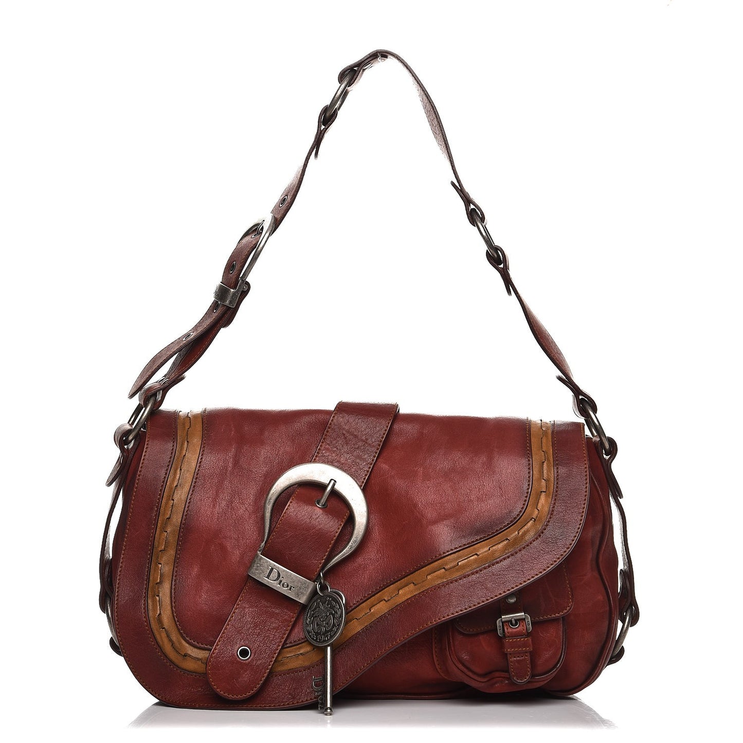 Calfskin Medium Gaucho Double Saddle Bag Red