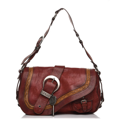 Christian Dior Calfskin Medium Gaucho Double Saddle Bag Red 1 of 13
