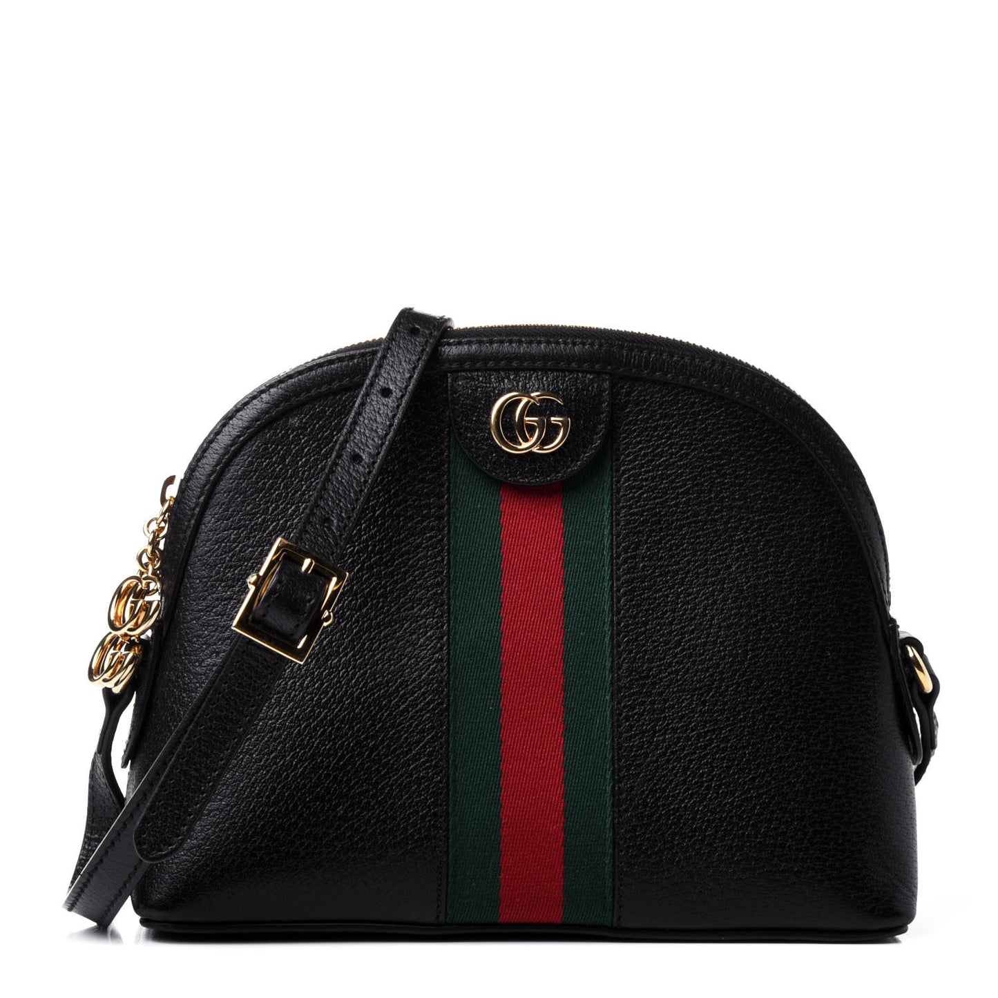 Calfskin GG Web Small Ophidia Dome Shoulder Bag Black