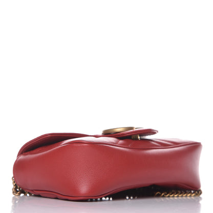 Gucci Calfskin Matelasse Super Mini GG Marmont Shoulder Bag Hibiscus Red 4 of 8