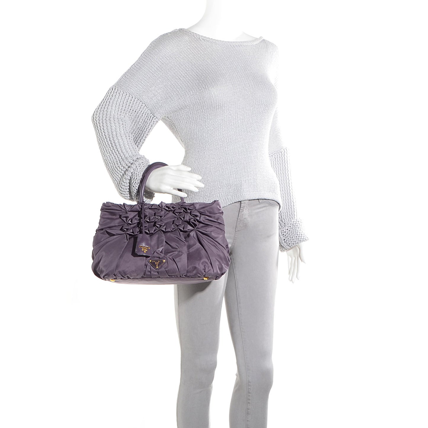 Tessuto Nylon Origami Pleated Handbag Purple