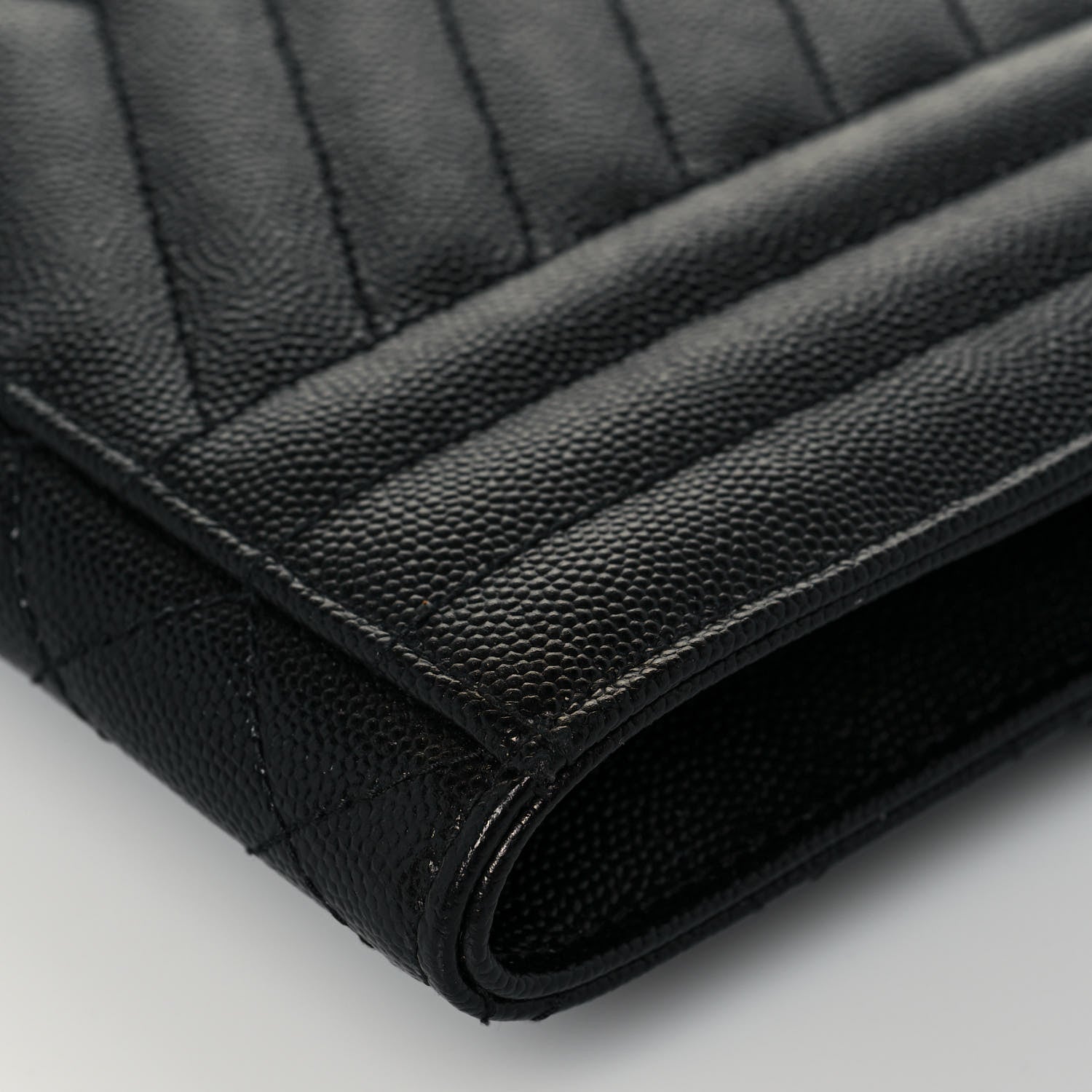 Saint Laurent Grain De Poudre Textured Mixed Matelasse Triquilt Monogram Clutch Black 12 of 13
