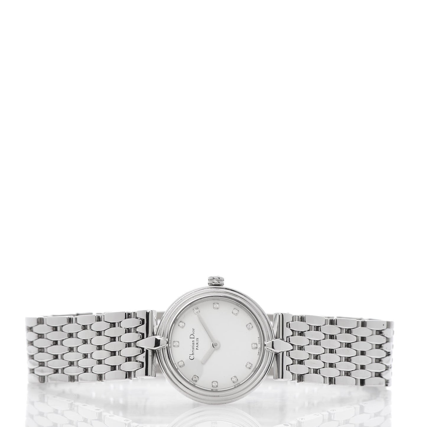 Stainless Steel Diamond 25mm Round Quartz Watch