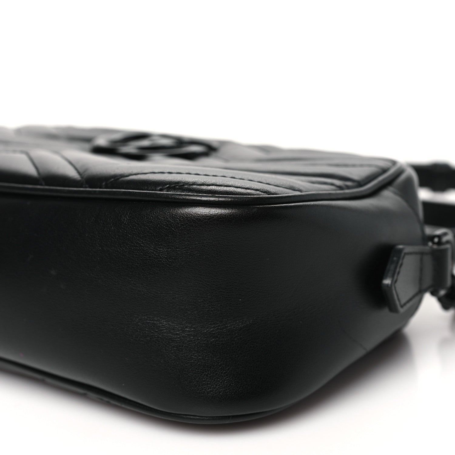 Gucci Calfskin Matelasse Monochrome Small GG Marmont Chain Shoulder Bag Black 10 of 10