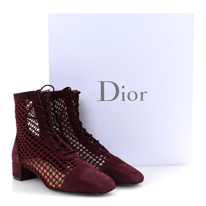 Christian Dior Suede Resille Naughtily-D 30mm Ankle Boots 35 Rouge Noir 10 of 10