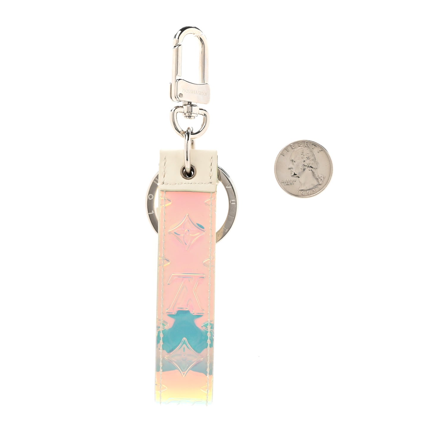 PVC Shape Dragonne Bag Charm Key Holder Iridescent Prism