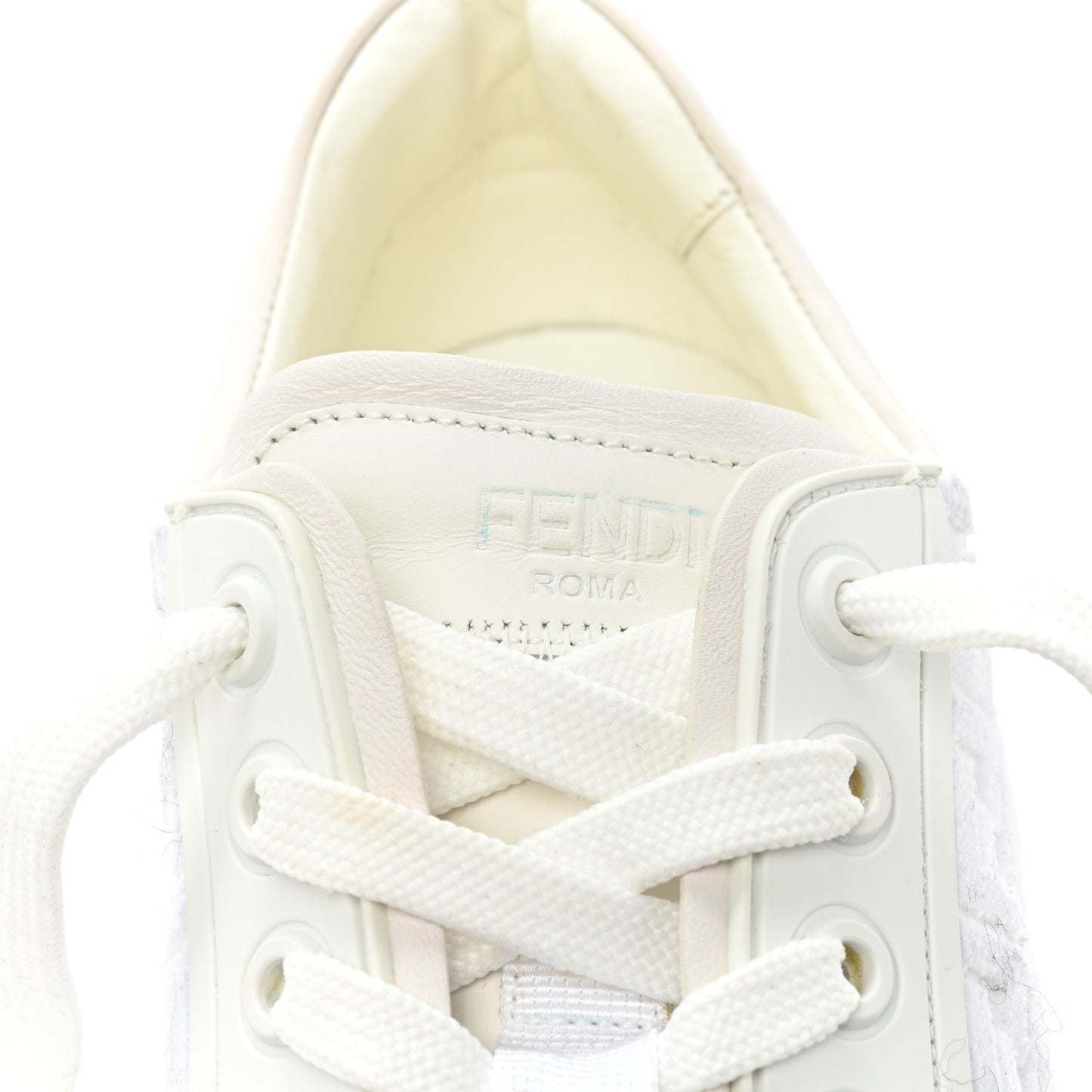 Velvet FF Calfskin Womens Fendi Force Low Top Sneakers 39 White