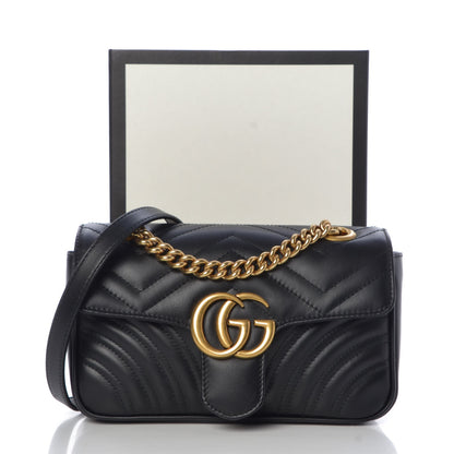 Gucci Calfskin Matelasse Mini GG Marmont Shoulder Bag Black 8 of 8