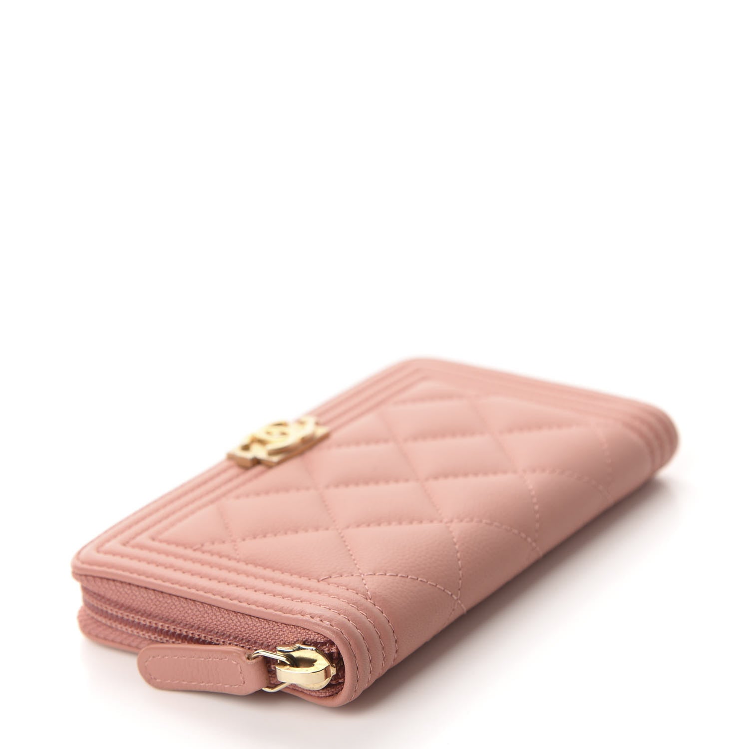 Chanel Caviar Quilted Small Boy Zip Around Wallet Pink 4 of 9