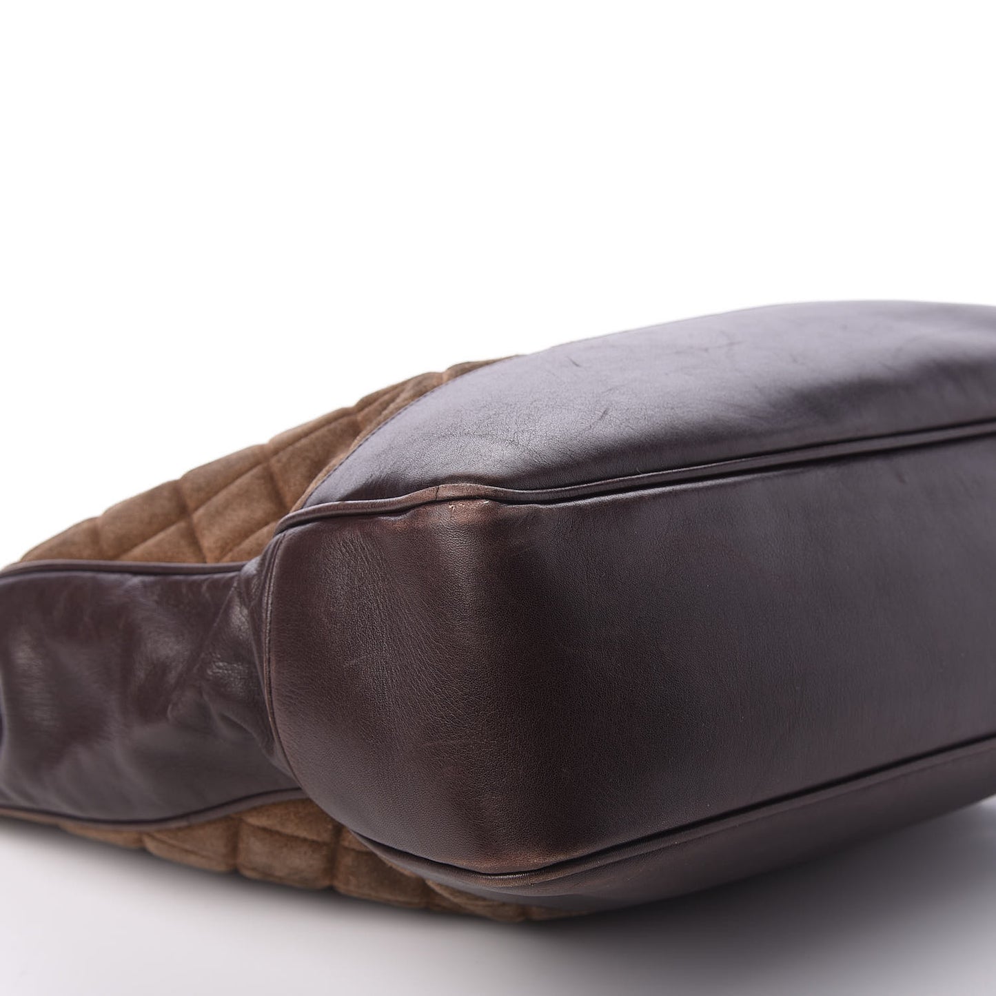 Suede Quilted Tote Bag Brown