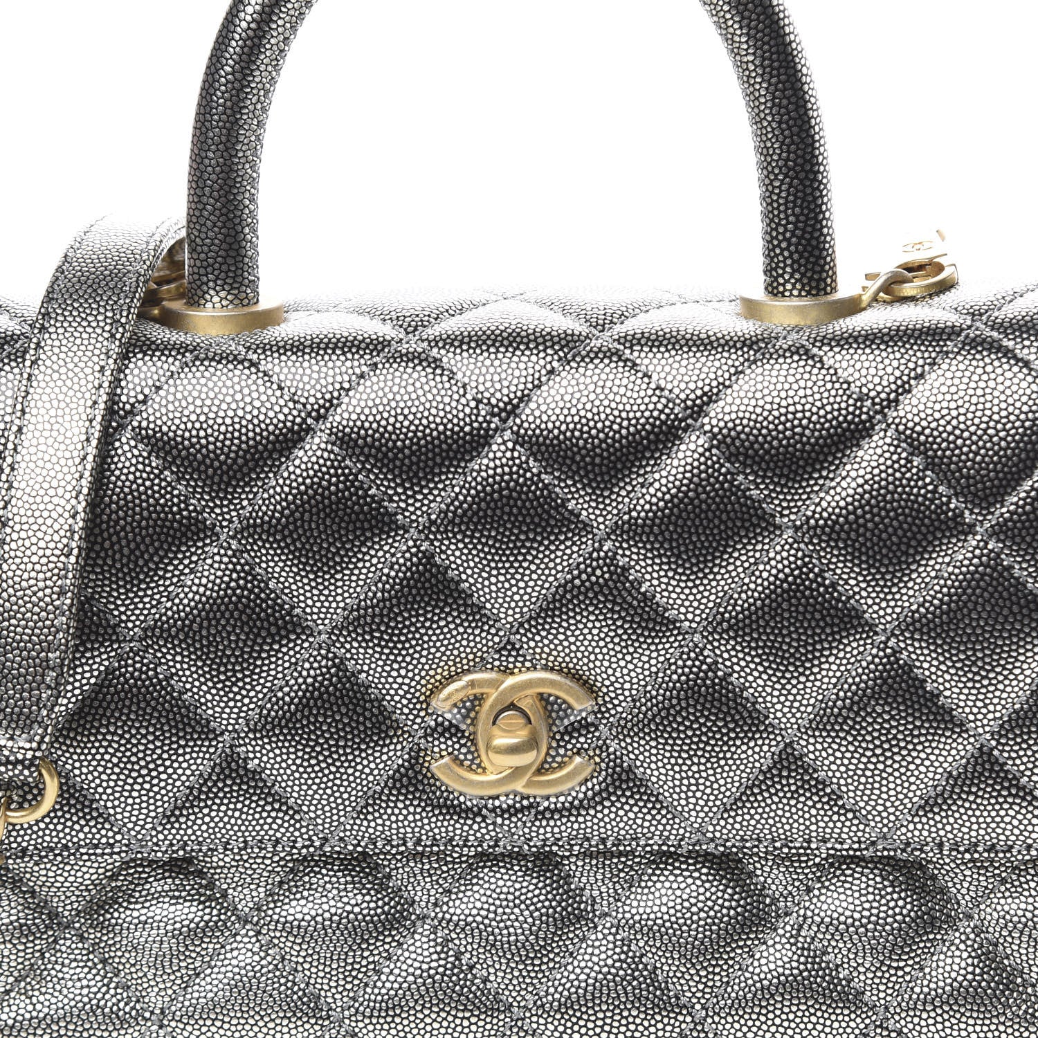 Chanel Metallic Caviar Quilted Mini Coco Handle Flap Silver 10 of 10