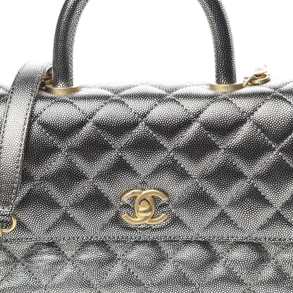 Chanel Metallic Caviar Quilted Mini Coco Handle Flap Silver 10 of 10