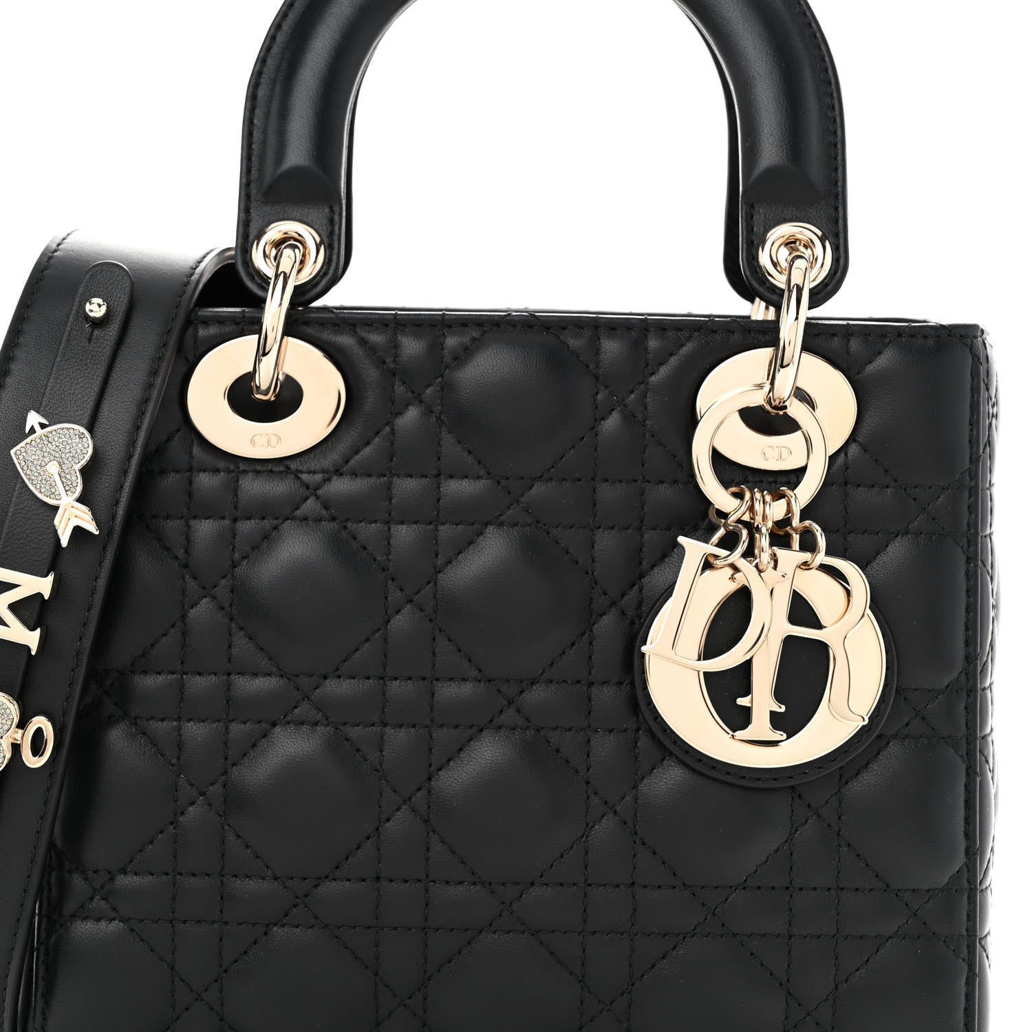 Christian Dior CHRISTIAN DIOR Lambskin Cannage Small My ABCDior Lady Dior Black 6 of 8