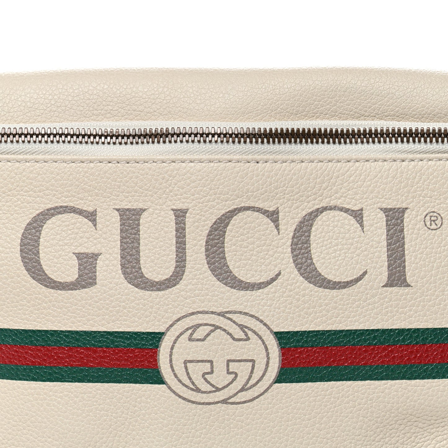 Grained Calfskin Logo Belt Bag White