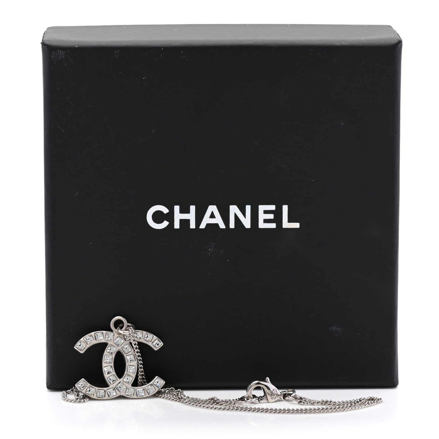 Crystal CC Pendant Necklace Silver