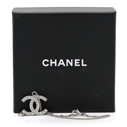 Chanel Crystal CC Pendant Necklace Silver 6 of 6
