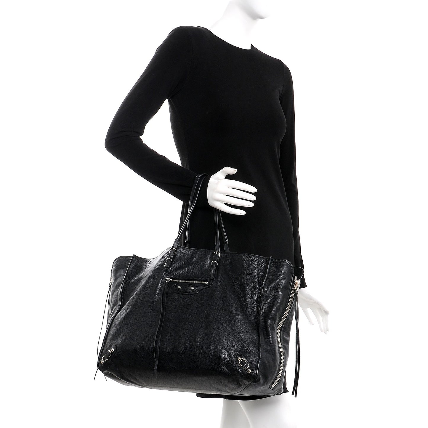 Supple Calfskin Papier A4 Zip Around Tote Black