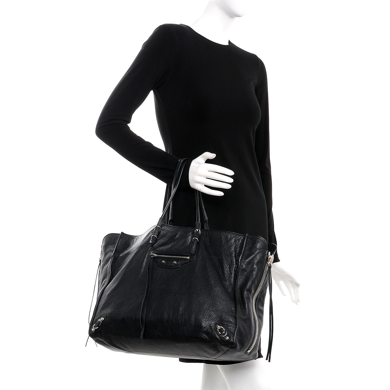 Balenciaga Supple Calfskin Papier A4 Zip Around Tote Black 2 of 12