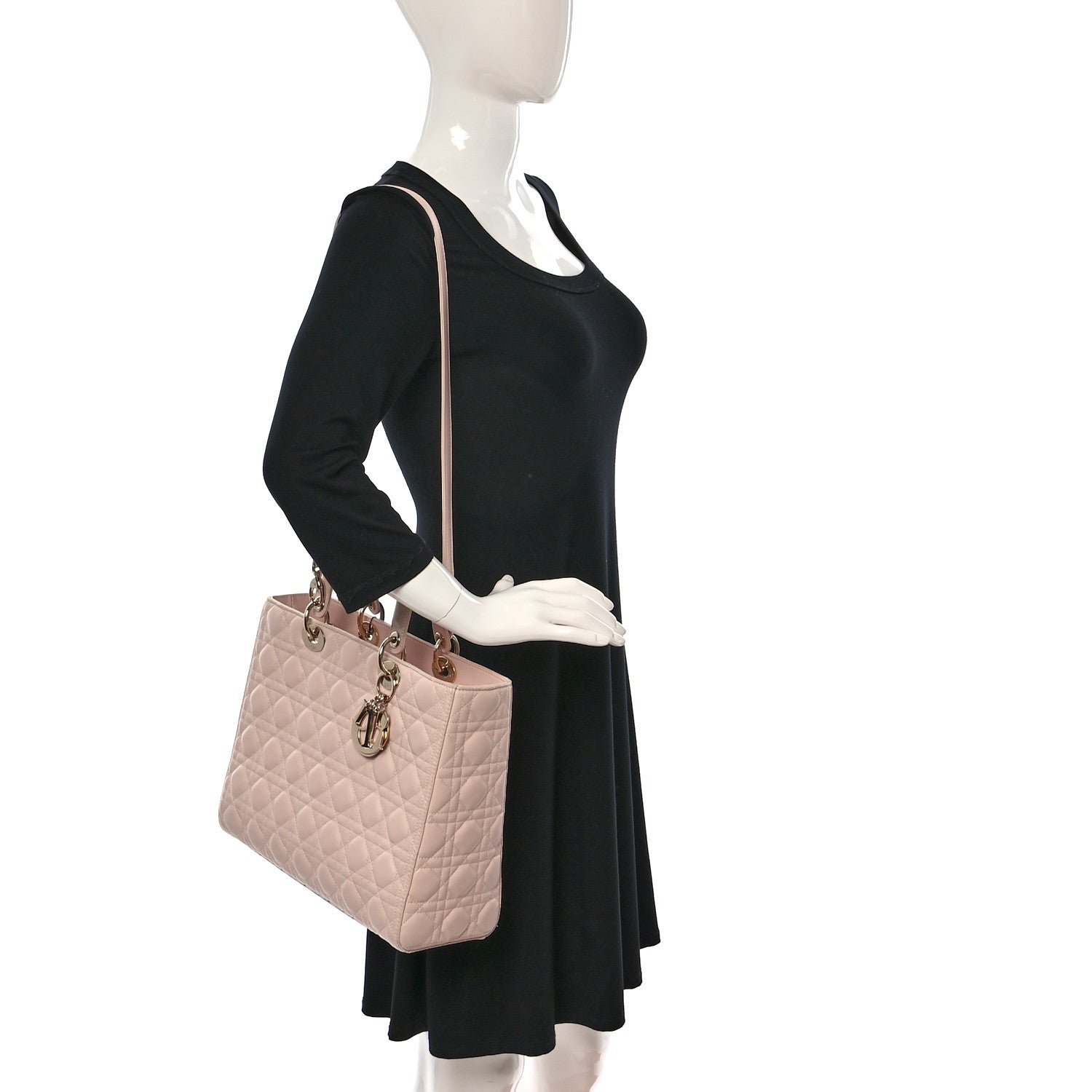Christian Dior Lambskin Cannage Large Lady Dior Light Pink 2 of 11