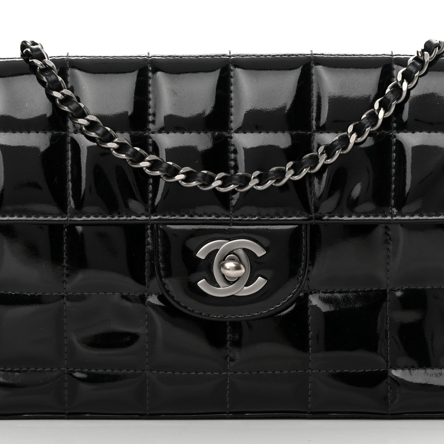 Chanel Patent Quilted East West Chocolate Bar Flap Black 8 of 14