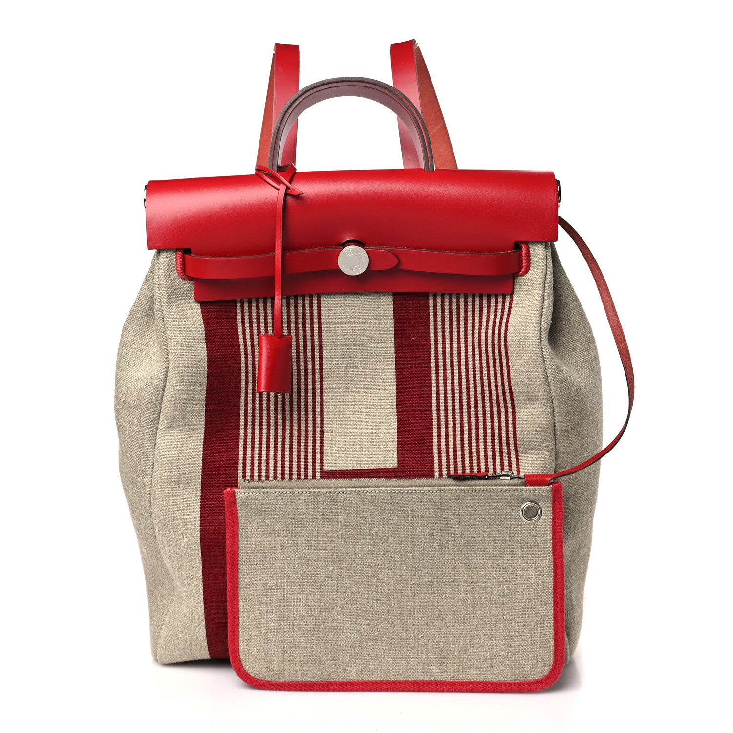 Hermes Vache Hunter Toile H Vibration Herbag a Dos Retourne Backpack Bordeaux Ficelle Rouge Piment 4 of 11