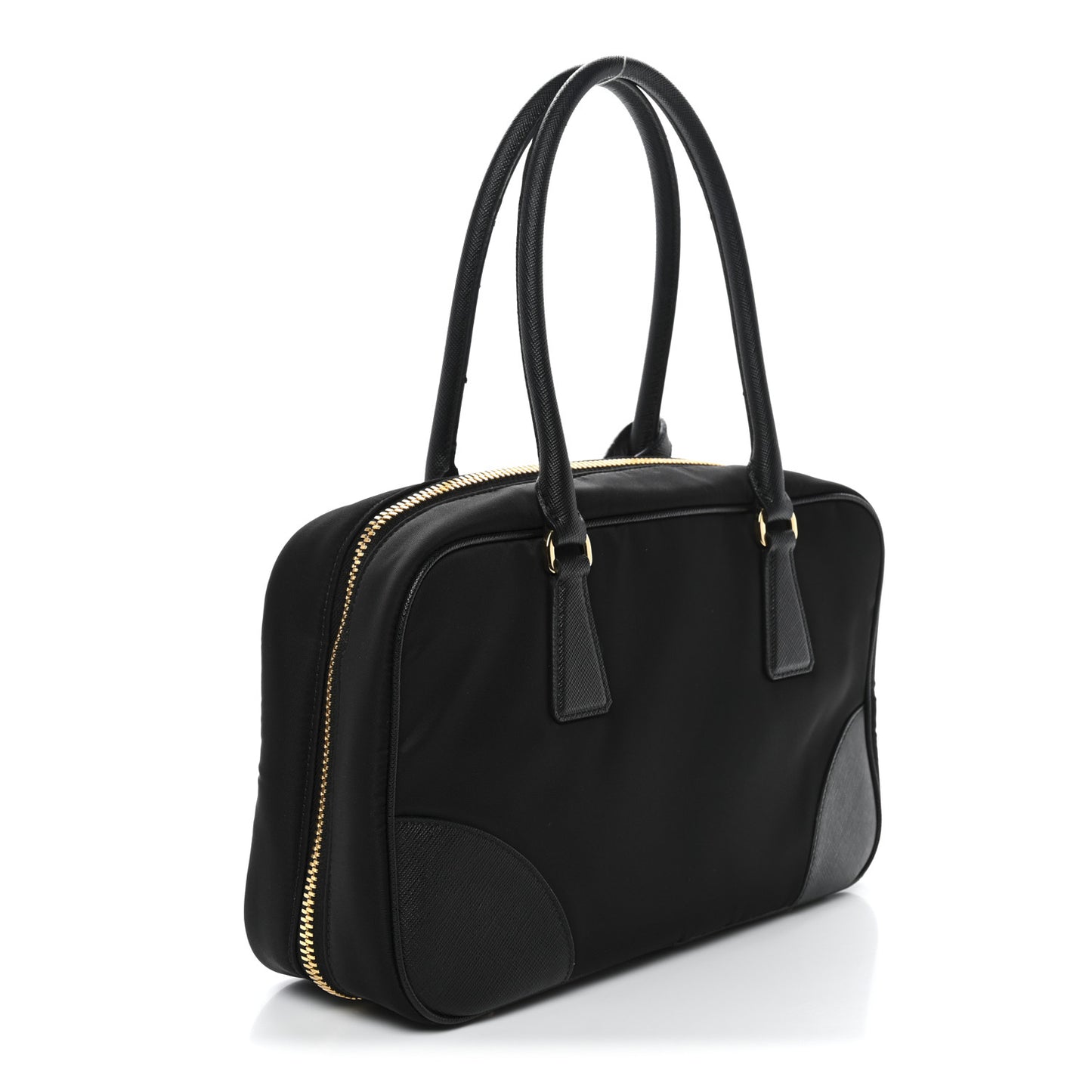 Re-Nylon Saffiano Medium Re-Edition 1978 Two Handle Bag Black