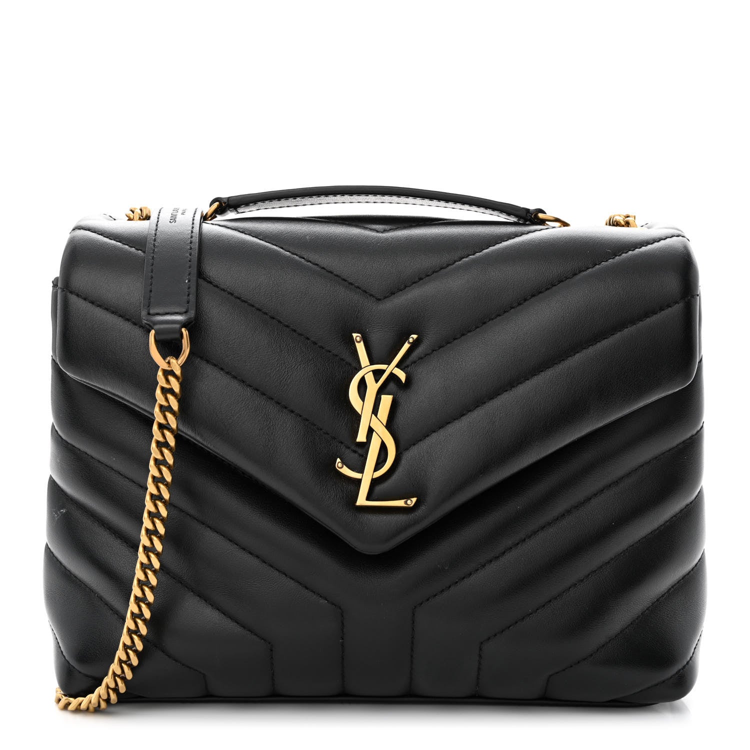Saint Laurent Calfskin Y Quilted Monogram Small Loulou Chain Satchel Black 1 of 12