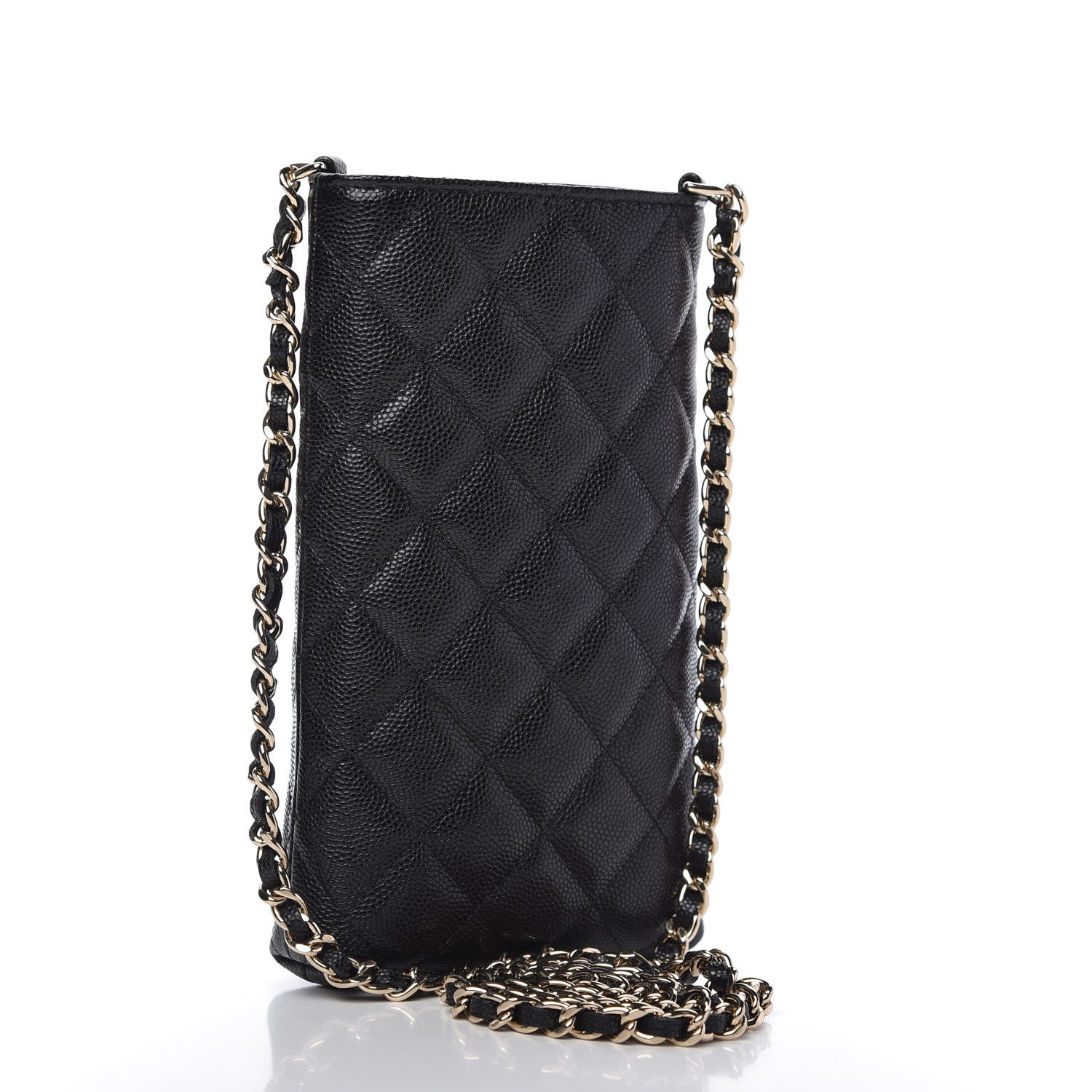 Chanel Caviar Quilted French New Wave Phone Holder With Chain Black 3 of 11